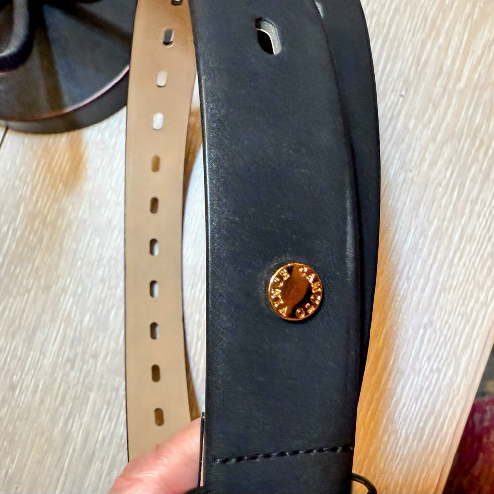 Vince Camuto Black Belt with Gold Buckle - Picture 3 of 5